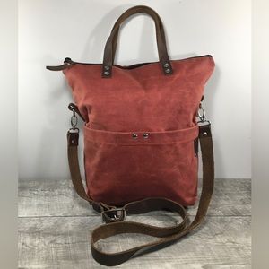 Yvonne Nicole Designs Shopper Canvas Leather Top Handle Tote Yoga Shopping Bag